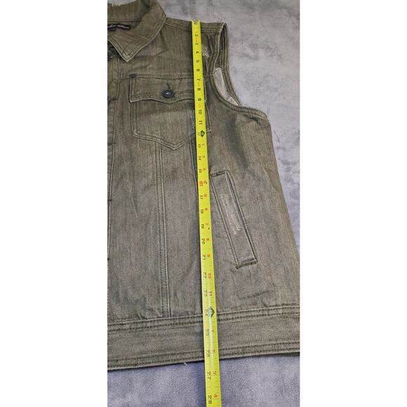 Knockout Jeans Green Sz L Denim Vest Summer Fall Spring Work Casual Wear C16 - Picture 2 of 7